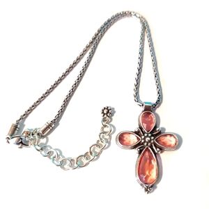 Brighton Pink crystal Cross Pendant Necklace